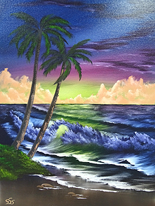 &Ouml;l Malkurs nach Bob Ross - High Tide